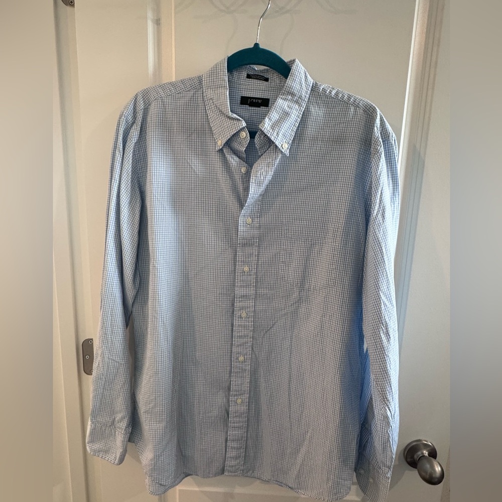 J. Crew Light Blue Gingham Button Down Shirt